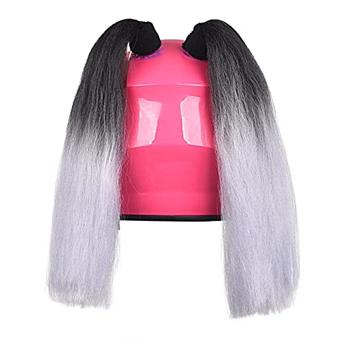 2PCS Helmets Pigtails, Detachable Helmets Vibrant Color Ponytails for Motorcycle Bicycle Ski Snowboard Helmets Hair Wigs Decoration A
