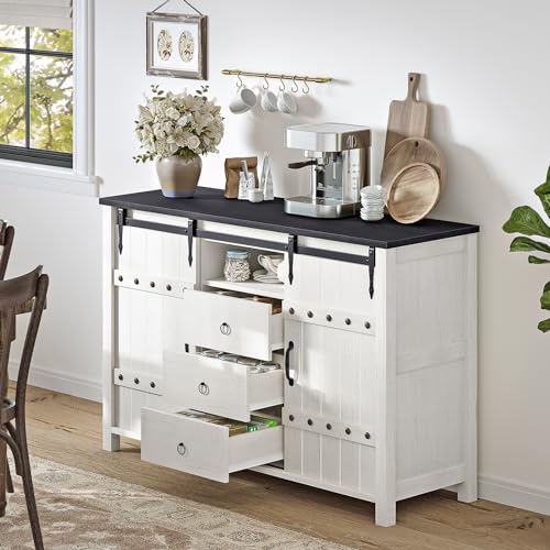 Farmhouse Dresser for Bedroom with 3 Drawers and Barn Doors N58927