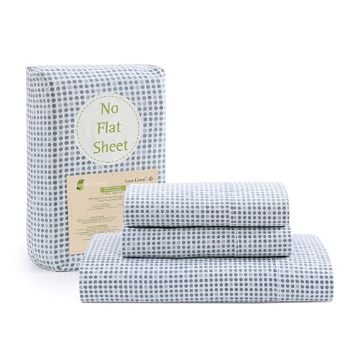Lane Linen Queen Fitted Sheet, 100% Organic Cotton Fitted Bed Sheets, 3 Pc Set (1 Fitted Sheet,2 Pillowcases), Percale Weave, Soft & Breathable, Fits Mattress Upto 15" Deep - Mineral (No Flat Sheet)