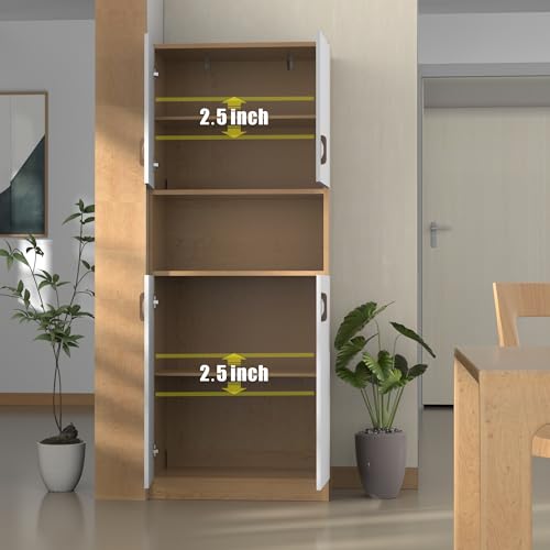 Kitchen Pantry Cabinet, 70" Tall Storage Cabinet with Doors, Freestanding Wooden S4624
