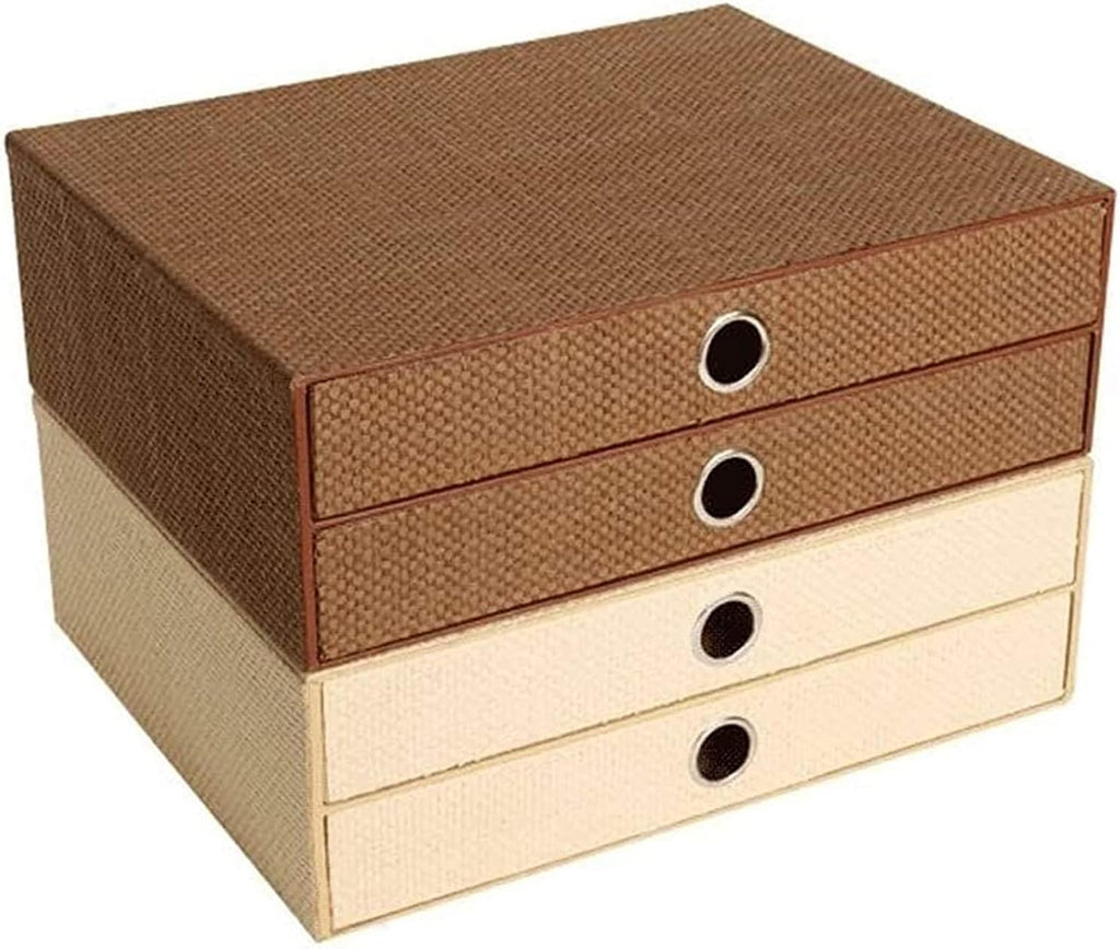 Woven Wooden 2-Layer Desk Organizer Storage Box U111
