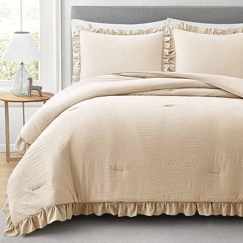 King Size Comforter Set, Pink White Floral, Branches Pattern Printed Reversible Down Alternative Bed Sets - 104 x 90 3PC Soft Microfiber Flower Duvet Vintage Bedding in a Bag for Women Men