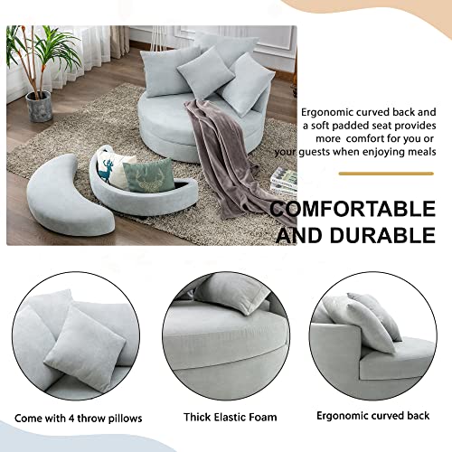 Oversized Swivel Barrel Chair with Storage Ottoman and 4 Pillows B264526
