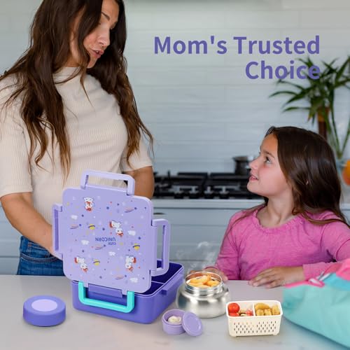 Kids Lunch Box with Thermos, 4 Compartments, Insulated, Drop-Proof, Dishwasher Safe I175