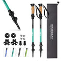 KINGGEAR Walking Sticks - Adjustable Hiking Poles, Trekking Poles with Quick Flip Lock, Lightweight Collapsible, Durable 7075 Aluminum, Natural Anti-Sweat Cork Grips, All Terrain
