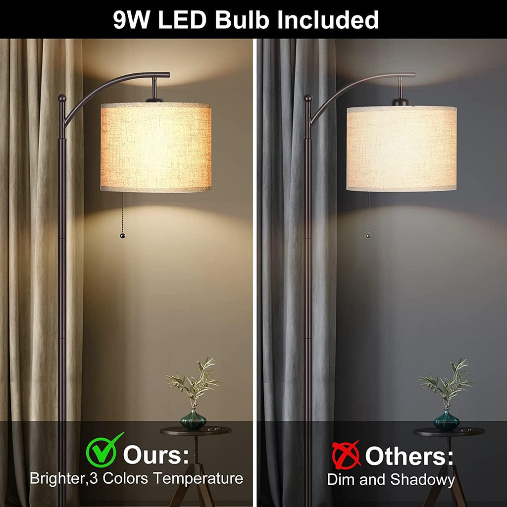 Arc Floor Lamp for Living Room, Bedroom, Office with 3-Mode LED Bulb D2082