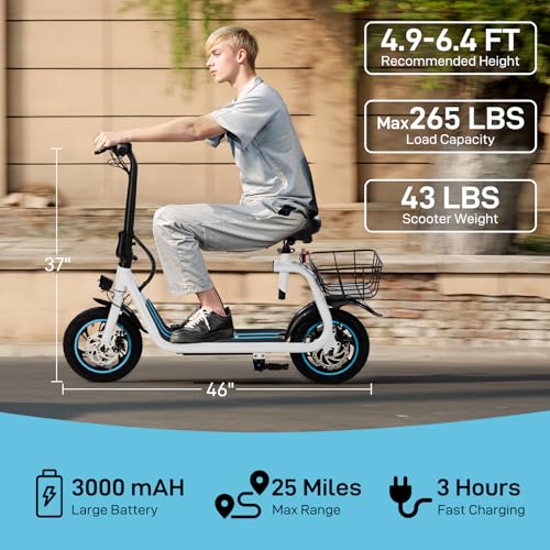 Electric Scooter for Adults, Foldable, 450W Motor, 12" Pneumatic Tire, Dual Disc Brake D9923