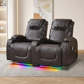 Power Loveseat Recliner Chair, Electric Home Theater Seating with Storage Armrest, Wall Hugger RV Double Reclining Sofa Chairs with Outlet/LED Light/Cup Holder for Living room (Brown)