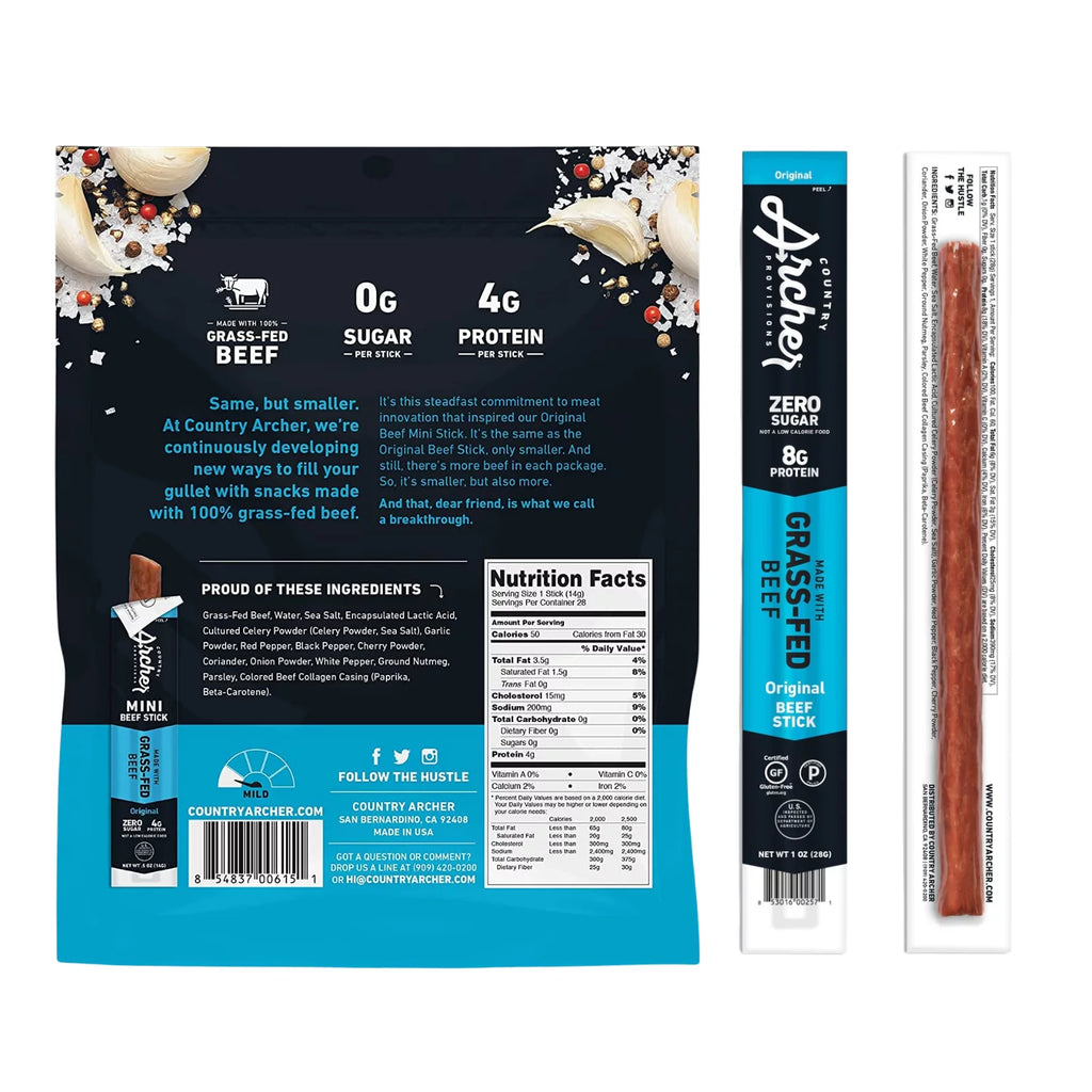Grass Fed Mini Beef Sticks Gluten-Free Keto Snack Y38975