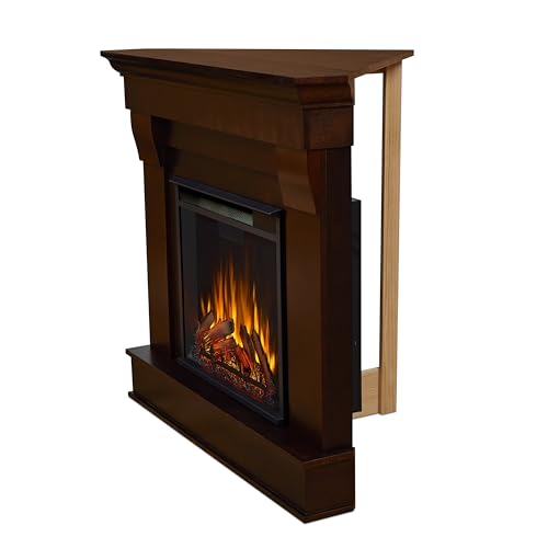 Corner Electric Fireplace with Mantel, Remote Control, Timer, White N935486