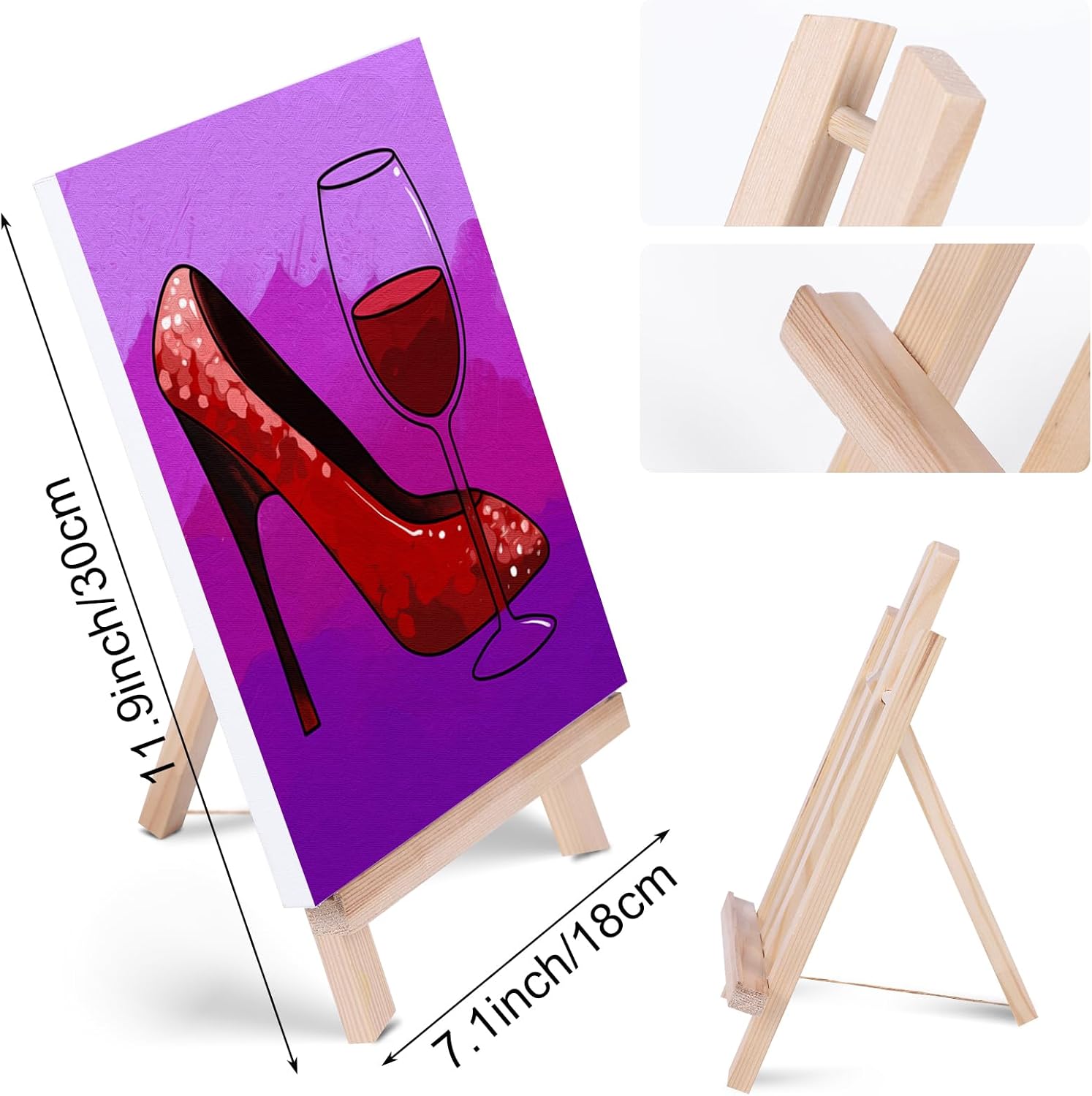 Paint and Sip Kit Pre Drawn Canvas Painting Set for Adults with Easel, 8 Acrylic Colors, 3 Brushes S472222