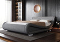 Allewie Queen Size Bed Frame with Ergonomic & Adjustable Headboard, Low Profile Modern Upholstered Platform Sleigh Design - Easy Assembly, No Box Spring Required, Black