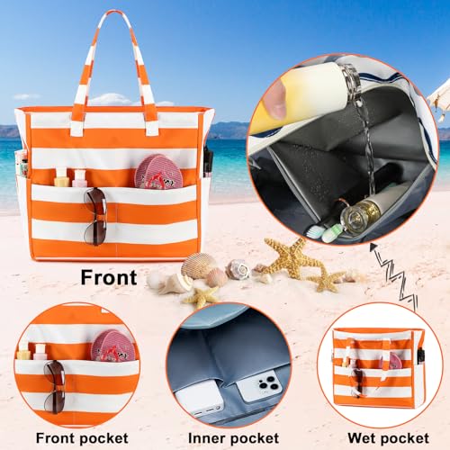 Waterproof Extra Large Beach Tote with Wet Compartment T8243