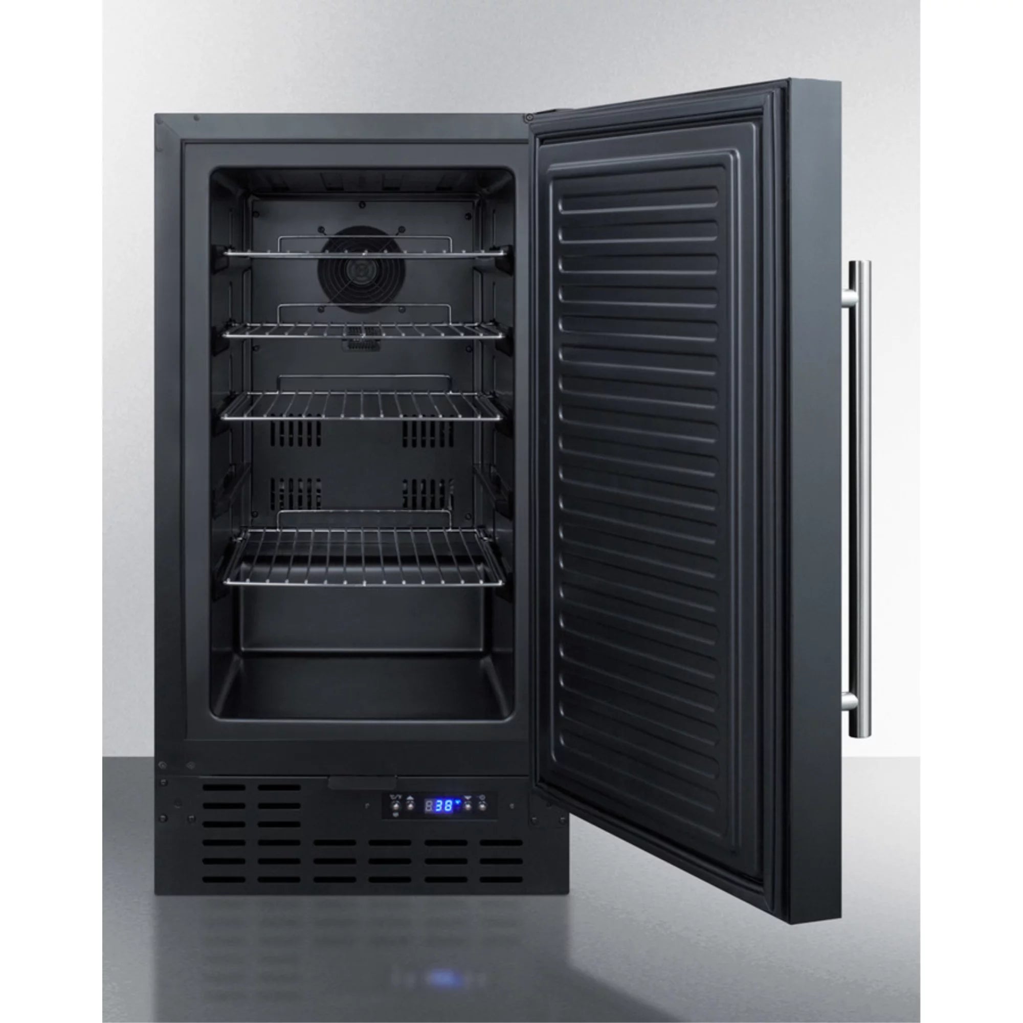 Compact Refrigerator, 18 Inch Freestanding or Built-in, Black Y413
