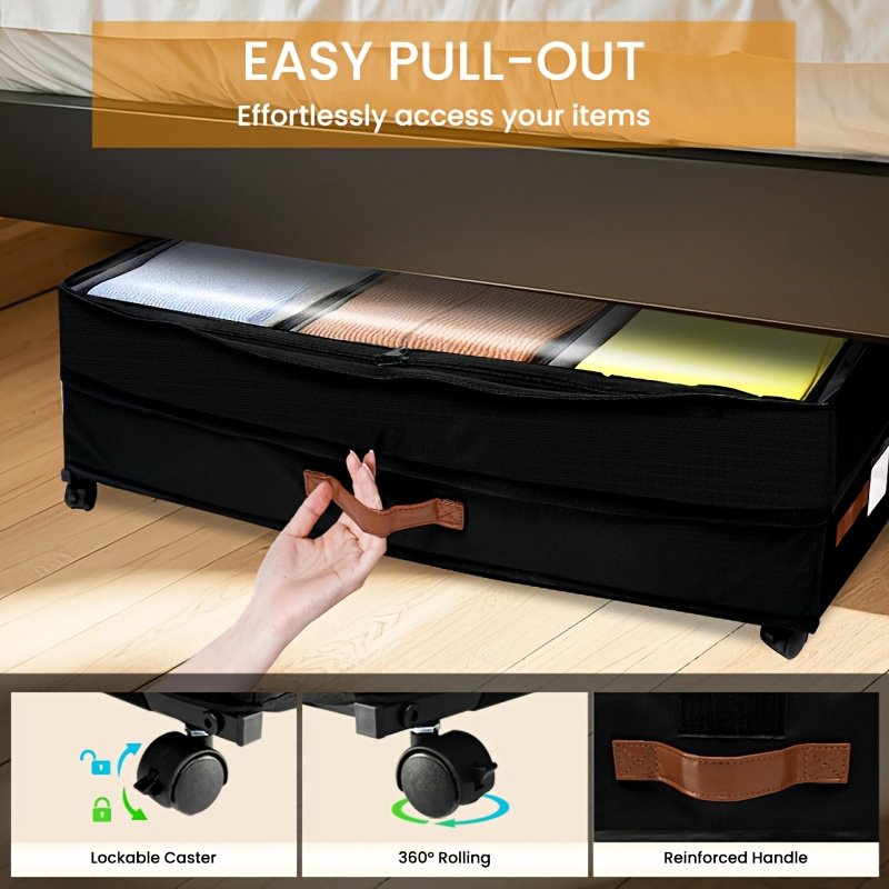 Under-Bed Storage Bins with Wheels and Clear Window Z7561