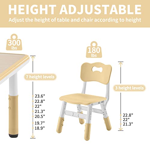 Kids Table and Chairs Set, Height-Adjustable for Ages 3-8, Graffiti Desktop, 2 Chairs N498556