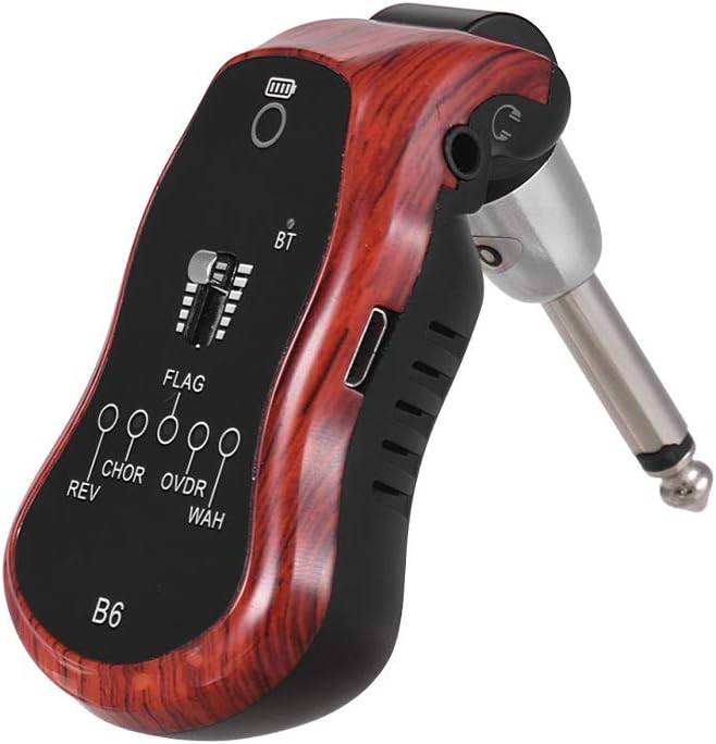 Portable Guitar Effectors Effect Synthesizer with 5 Effects(Reverb/Chorus/Flanger/Overdrive/Wow Wah) Built-in Rechargeable Lithium Battery with 6.35mm Plug