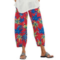 Women Capri Pants for Summer Straight Leg Baggy Palazzo Cropped Pants Casual Elastic Waist Boho Beach Trousers Pockets