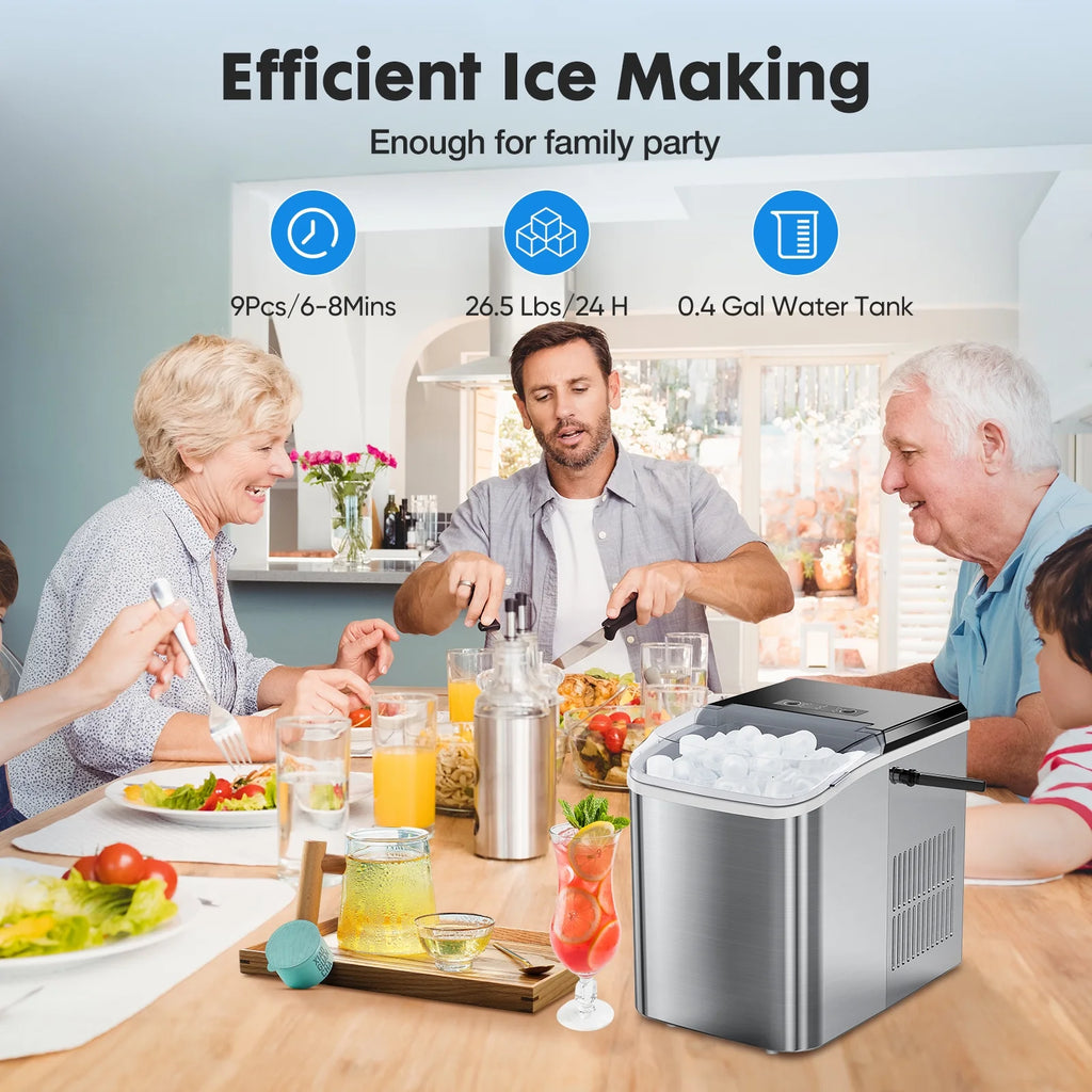 Portable 1.5L Electric Ice Maker 26.5lbs/24H Touch Control Self-Cleaning X859356