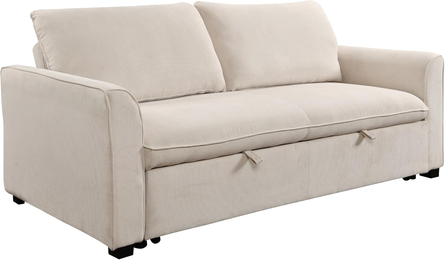 78 Inch 3 in 1 Convertible Sleeper Sofa Bed, Fabric Loveseat Futon with Pullout Bed, Beige J804965