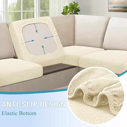 Waterproof Sectional Couch Cushion Covers 11 Pieces Stretch Jacquard L Shaped Sofa Slipcover A930203