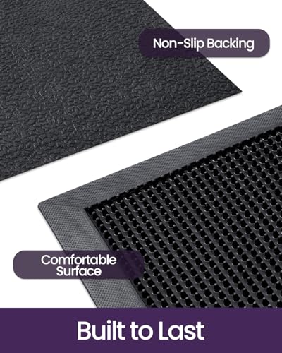 Front Door Mats Outside Entrance, Heavy Duty Non-Slip Rubber Entry Mat, 24x36, Black L312