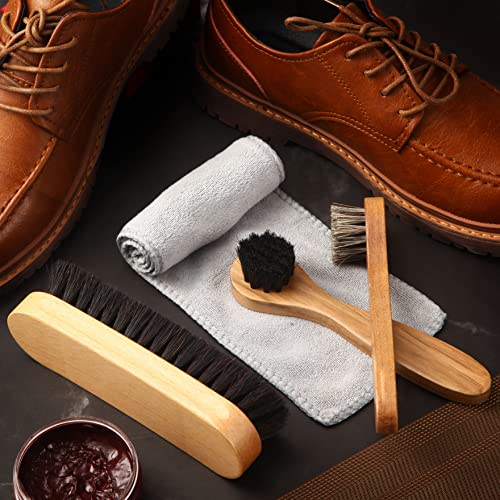 Horsehair Shoe Brush Kit with Polish Dauber and Microfiber Cloth F7928
