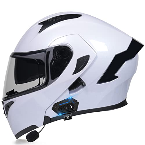 Motorcycle Bluetooth Helmets Full Face DOT/ECE Approved for Men Women Adults Dual Visors Flip up Modular Helmet Street Bike Motorbike Helmet