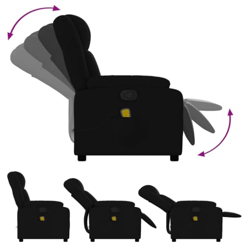 Massage Recliner Chair with 6-Point Vibration, Black Fabric B68963