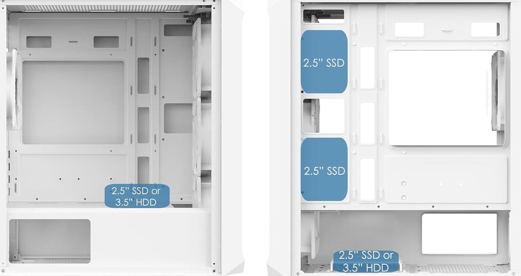 Airflow Micro-ATX PC Gaming Case with Mesh Front Panel and Tempered Glass Side Panel, White S493