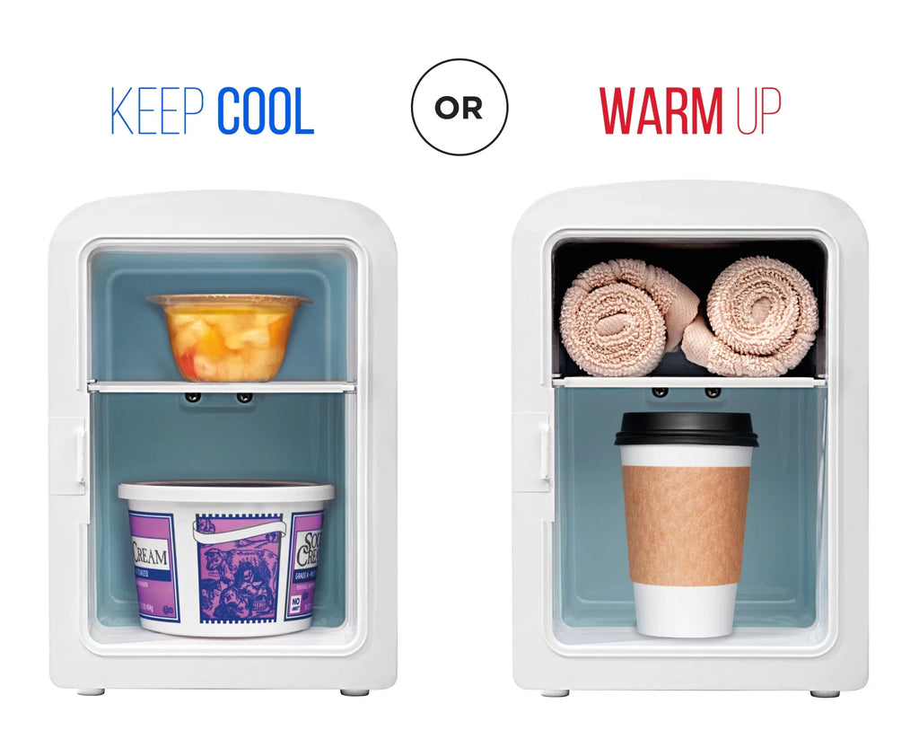 Portable 6L Mini Fridge with LED Light, Heating and Cooling - White I711