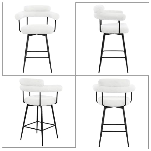 27 inch Swivel Counter Stools, Beige, Set of 2 D746