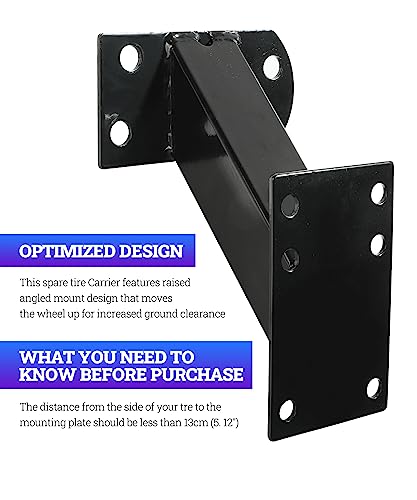 Spare Tire Mount Bracket for Trailer Tongue Boat Wheel, 120LBS Capacity, Side Mount Carrier S5905