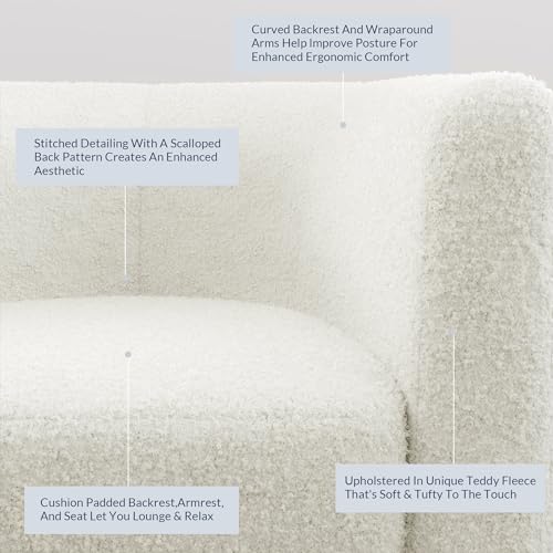 Linen Round Accent Barrel Chair with Flared Legs and Cozy Padding Q23713