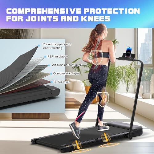 Under Desk Walking Pad Treadmill, 3 in 1 Portable Mini Treadmill for Home and Office, 265 lb Capacity with Remote Control and LED Display U472