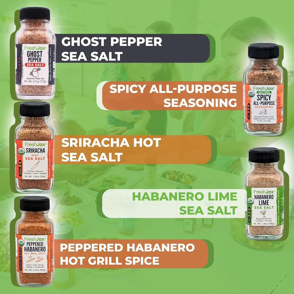 Hot & Spicy Seasoning Gift Set, Pack of 5 Organic Spices for Cooking Y210