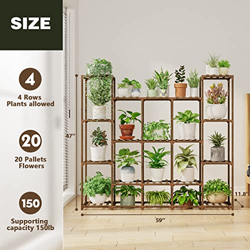 Plant Stand Indoor Large Plant Shelf Wide Tall Outdoor Plant Holder Wood for Multiple Plants Plant Rack R817407
