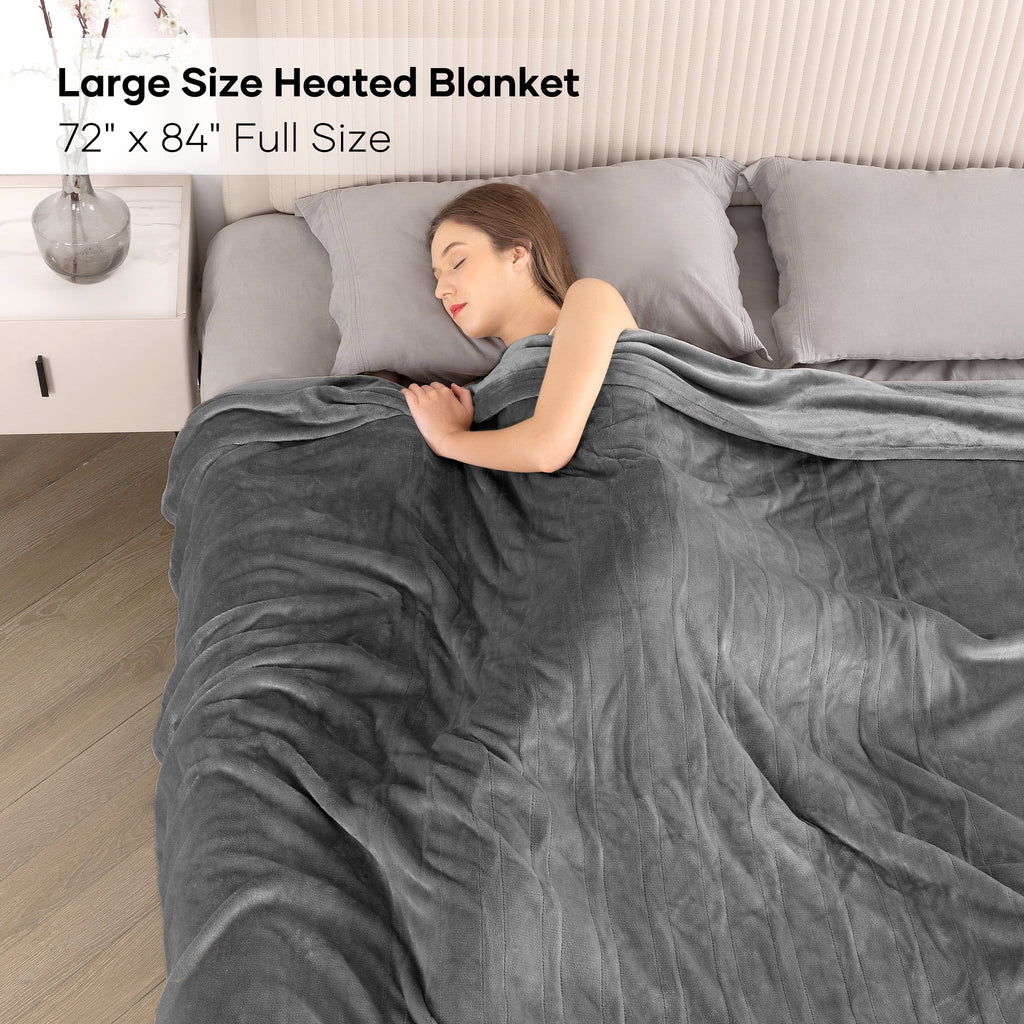 Electric Heated Blanket Full Size with 4 Heating Levels, 10H Auto-off, Machine Washable W23566