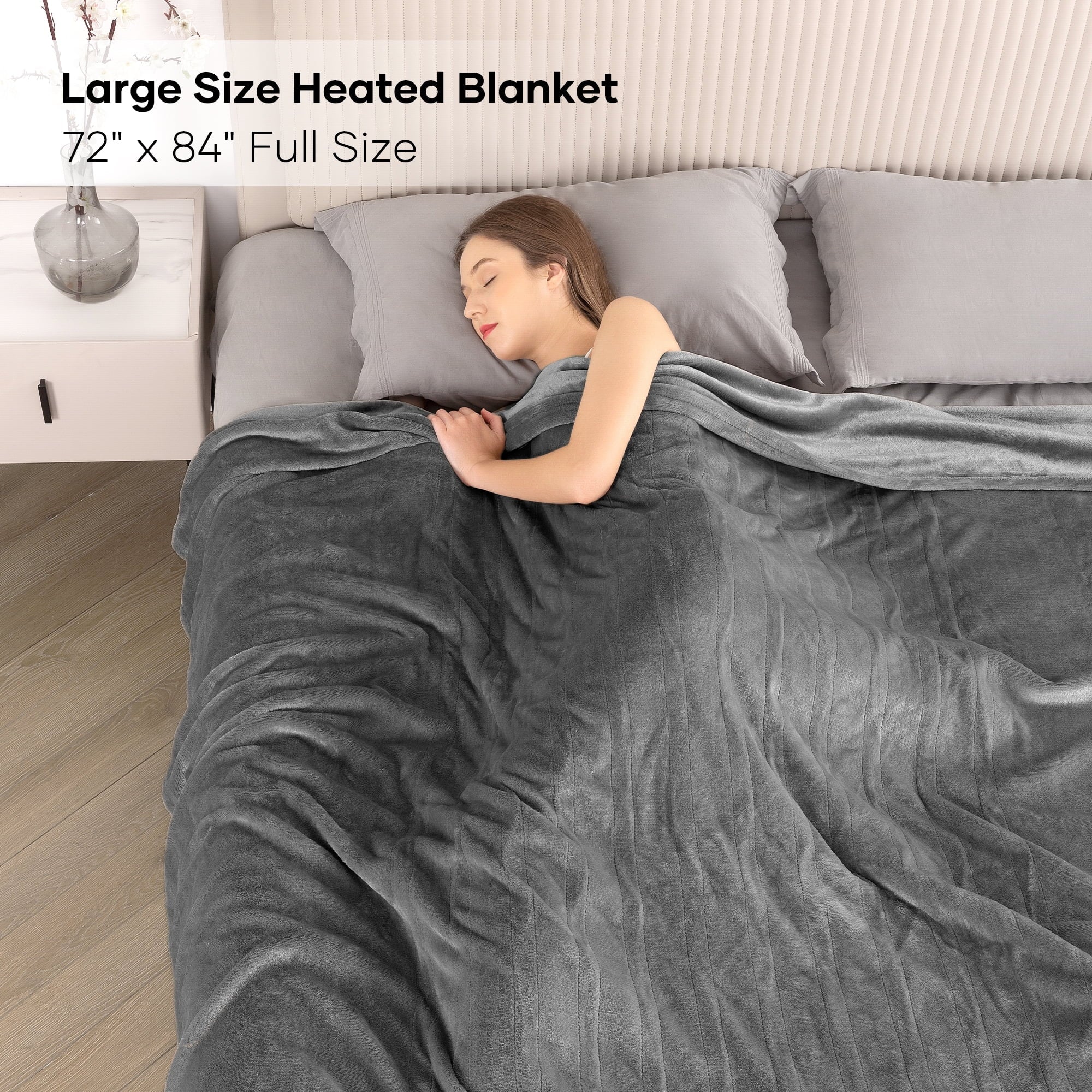 Electric Heated Blanket Full Size with 4 Heating Levels, 10H Auto-off, Machine Washable W23566