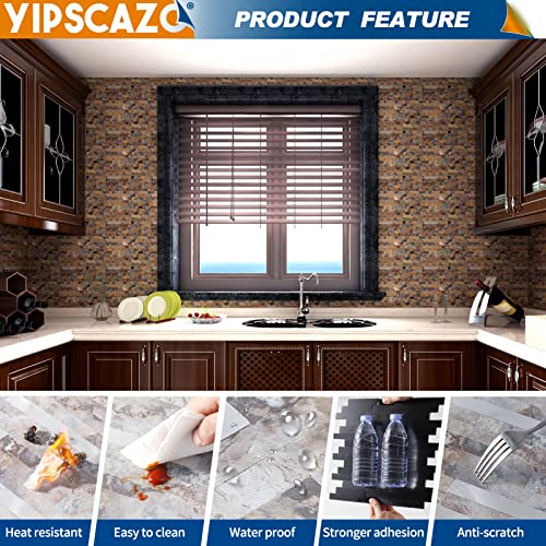 Peel and Stick Stone Metal Tile Backsplash 12 x 12 Inch, 20 Sheets S6487
