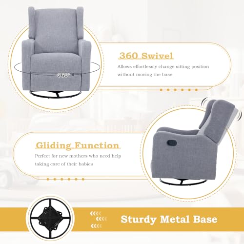 Upholstered Swivel Rocking Recliner Chair for Living Room E3184