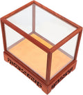 Zerodeko Transparent Display Box Clear Glass Dome Cloche with Rustic Wooden Base and Antique Display Shelf Wooden Display Cabinet Wooden Vase Base Glass Dome with Base Crafts -