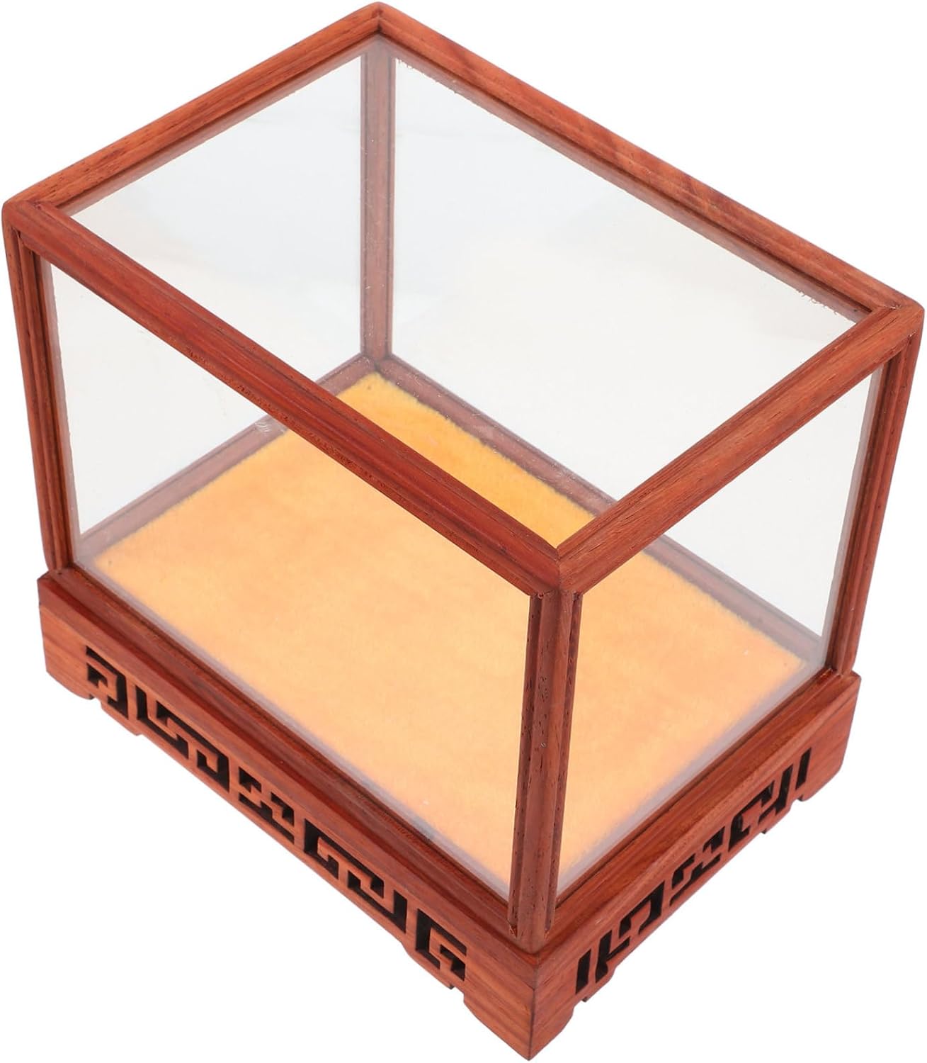 Zerodeko Transparent Display Box Clear Glass Dome Cloche with Rustic Wooden Base and Antique Display Shelf Wooden Display Cabinet Wooden Vase Base Glass Dome with Base Crafts -