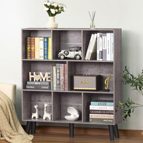 5 Cube Bookshelf, 3-Tier Bookcase with Legs, Pink Kids Book Shelf X96055