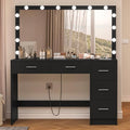 Vanity Desk with Lighted Mirror, 7 Drawers, 3 Lighting Colors, White X572