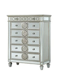 Knocbel Glam 6-Drawer Mirrored Storage Chest with Crystal Like Knobs and Tapered Legs, Living Room Bedroom Dresser Chest of Drawers, 44" L x 21" W x 56" H (Mirrored)
