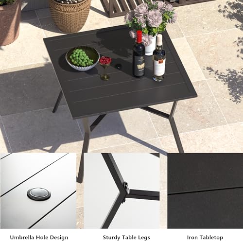 Outdoor Metal Patio Dining Set with 2 Swivel Chairs and Umbrella Hole W392