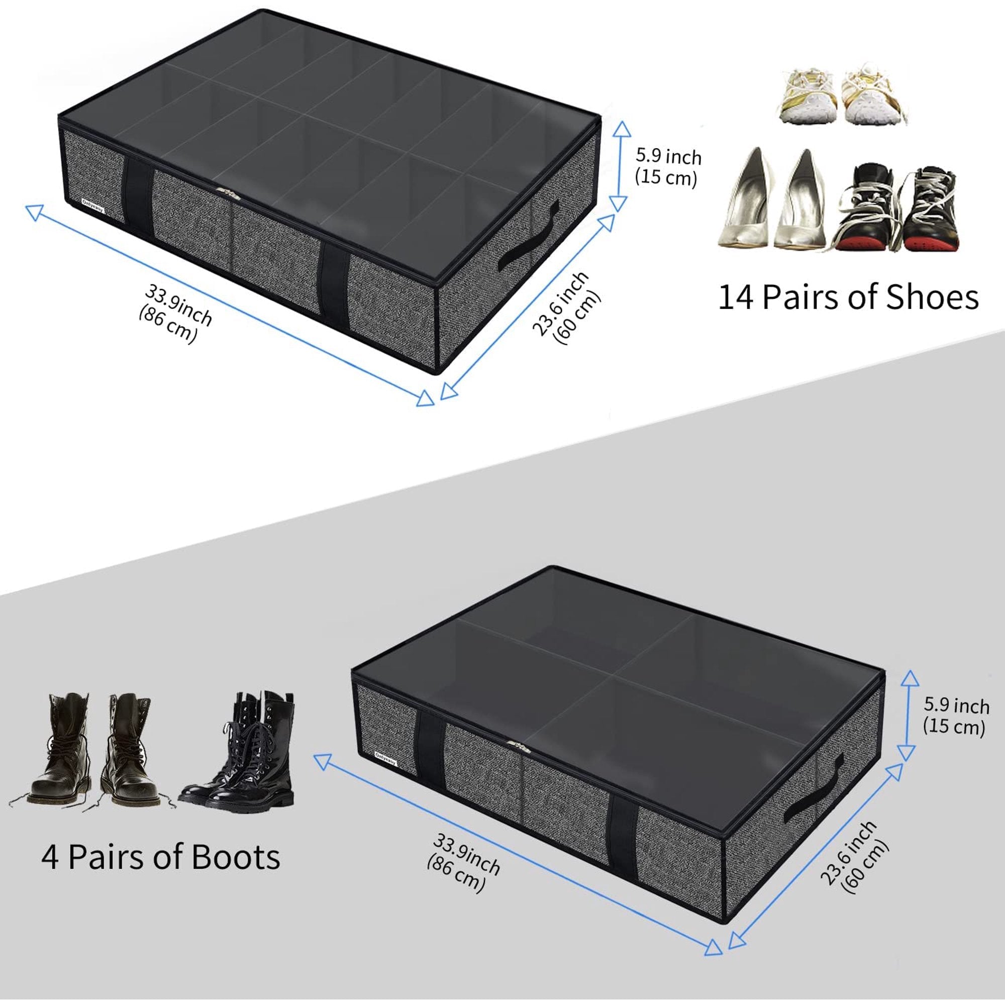 Under Bed Shoe Storage Organizer with Clear Window, Foldable F8804