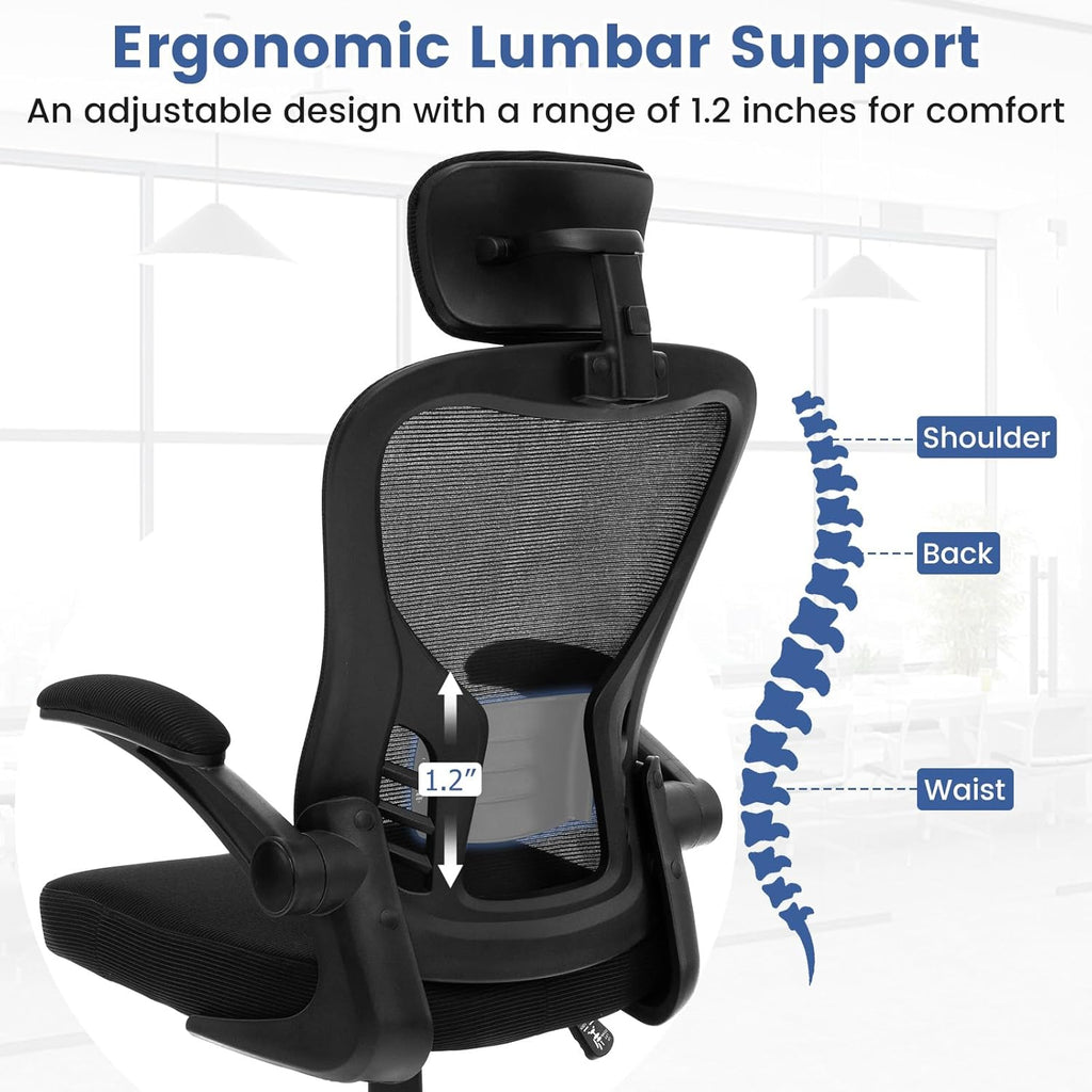 Ergonomic Mesh Office Chair with Adjustable Headrest and Lumbar Support X53350