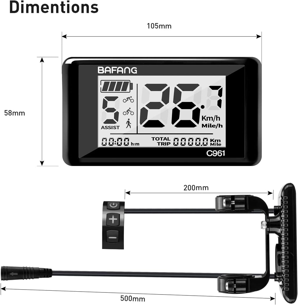 Ebike Display C961 for Bafang Motor System K3117